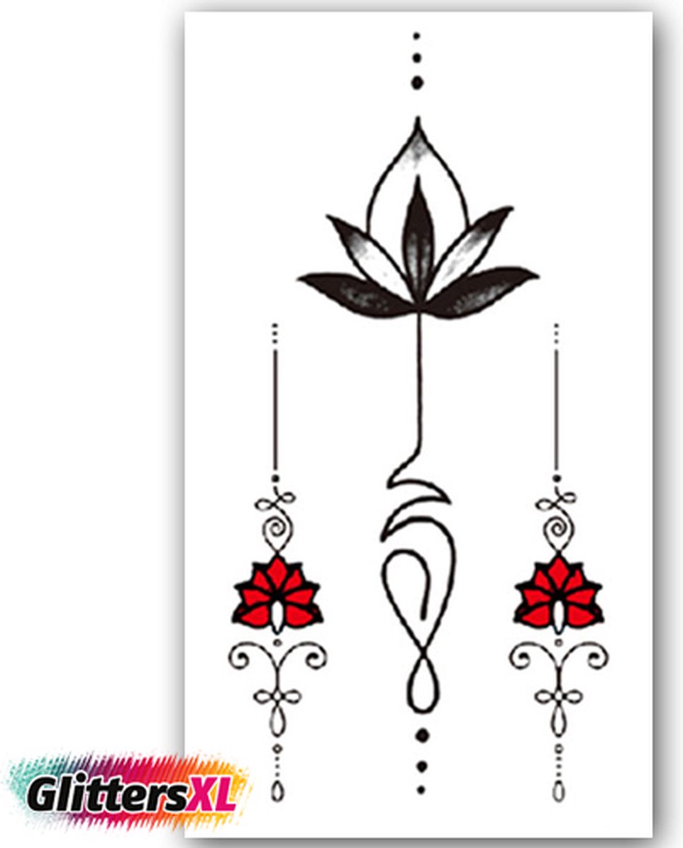 GlittersXL - Temporary Tattoo Bloem/Tulp (11x6cm) [Neptattoo - Tijdelijke tatoeage - Nep Fake Tattoos - Water overdraagbare festival sticker henna outfit tattoo - Glitter tattoo - Volwassenen Kinderen Jongen Meisje]